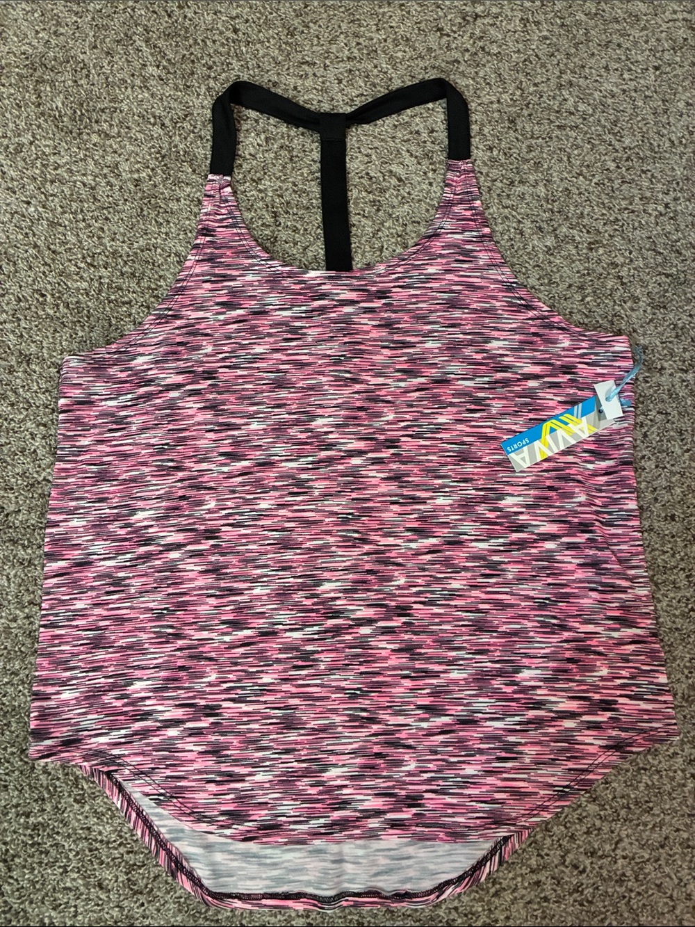 🎉 4/$25 NWT Women’s Pink Space-Dye Racerback Tank Top with Black Strap
